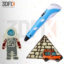 3DFIX - 3D Kalem - 3D Pen - 3 Boyutlu Yazıcı Mavi Kalem + Hediye 20 Metre Filament