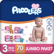 Paddlers 3 Numara Midi 70 Adet (4-9 kg) Jumbo Paket