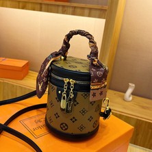 Baobao Moda Taşınabilir Silindirik Kova Crossbody Çanta (Yurt Dışından)