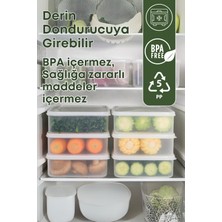 6 Adet 3,5 Litre Buzdolabı Içi Düzenleyici Dikdörtgen Erzak Saklama Kabı Seti - Şeffaf