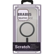 Brabus iPhone 15 Pro Uyumlu Metal Mıknatıslı Standlı Magsafe Ultra Ince Sert Paris Silikon Kılıf