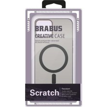 Brabus iPhone 15 Uyumlu Metal Mıknatıslı Stant Magsafe Özellikli Ultra Ince Sert Paris Silikon Kılıf