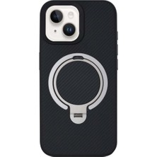 Brabus iPhone 13 / 14 Uyumlu 360 Derece Standlı Magsafe Carbon Fiber Korumalı Urban Silikon Kılıf