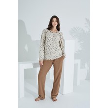 %100 Pamuk Uzun Kol Kadın Pijama Takımı 98412