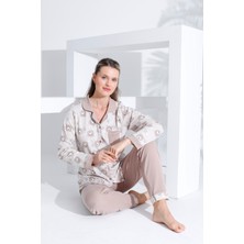 Etoile Pamuk Uzun Kol Önden Düğmeli Kadın Pijama Takımı 98232