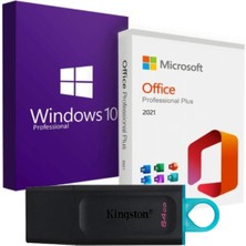 Windows 10 + Office 2021 Pro Plus Kurulum Dosyalı - Yazılım Etkinleştirme Anahtarı İçeren USB Bellek 64GB