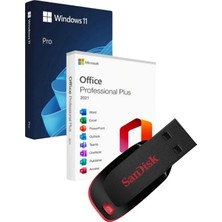 Windows 11 + Office 2021 Pro Plus Kurulum Dosyalı - Yazılım Etkinleştirme Anahtarı İçeren USB Bellek 16GB