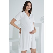 Etoile Bambu Boydan Düğmeli Hamile Lohusa Gecelik 30151-30154