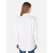 Colin's Regular Fit Shirt Neck  Kadın Beyaz Uzun Kol Gömlek Cl1067333
