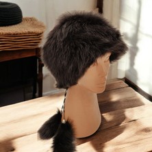 AbbasShop Toskanalı Bayan Deri Ushanka Ayarlanabilir Yumuşak Dokunuşlu Kışlık Şapka Börk Bere Siyah Renkli