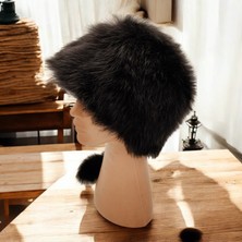 AbbasShop Toskanalı Bayan Deri Ushanka Ayarlanabilir Yumuşak Dokunuşlu Kışlık Şapka Börk Bere Siyah Renkli