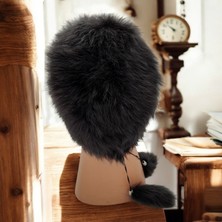 AbbasShop Toskanalı Bayan Deri Ushanka Ayarlanabilir Yumuşak Dokunuşlu Kışlık Şapka Börk Bere Siyah Renkli