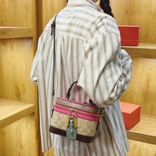 Elysira High-End Moda Retro Baskı Kadın Çanta Küçük Kare Çanta Rahat Omuz Crossbody Çanta (Yurt Dışından)