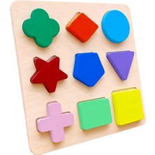 Hamaha Wooden Toys Doğal Ahşap Eğitici Oyuncak Yıldız Geometrik Şekiller Renkli Bultak HMH-086