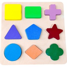 Hamaha Wooden Toys Doğal Ahşap Eğitici Oyuncak Yıldız Geometrik Şekiller Renkli Bultak HMH-086