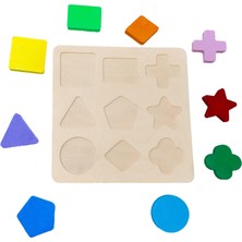 Hamaha Wooden Toys Doğal Ahşap Eğitici Oyuncak Yıldız Geometrik Şekiller Renkli Bultak HMH-086