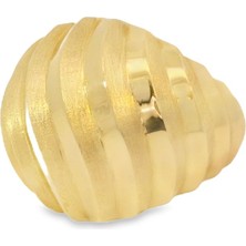 Altınöz Mücevherat Genişten Dara Süzme Kumlama ve Parlak Geçişli Şık Yeşil Altın Yüzük