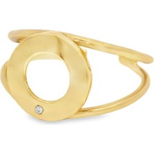 Altınöz Mücevherat Zirkon Taş Detaylı Yuvarlak Formlu Ayarlanabilir Şık Yeşil Altın Yüzük