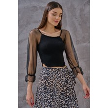 SHUGAA Kadın Gipeli Tül Bluz