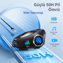 Q28 Motosiklet Kaskı Için Kameralı Bluetooth Kulaklık 1080P Hd Ultra Geniş Açı Su Geçirmez