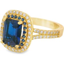 Altınöz Mücevherat Renkli Zirkon Baget Taşlı Klasik Model Yeşil Altın Yüzük