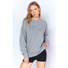 Eskitme/soluk Efektli Basic Kalıp L Örme Sweatshirt | Boyama Gri MKW278852-01