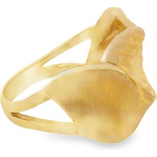 Altınöz Mücevherat Açık Fiyonk Formlu Sade ve Şık Yeşil Altın Yüzük