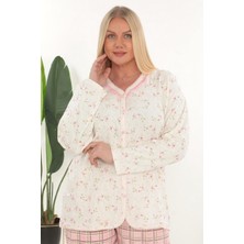 Etoile Pamuklu Önden Düğmeli Büyük Beden Kadın Pijama Takımı
