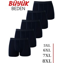Arma Yıldız 5'li Paket Lacivert Erkek Büyük Beden Boxer Pamuklu Likralı