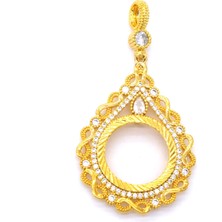 Bz Altın Kaplama Taşlı Sonsuzluk Çeyrek Çerçeve Kolye Ucu TGR-358