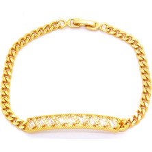 Bz Altın Kaplama Zirkon Taşlı Su Yolu Kadın Zincir Bileklik Blk- 737