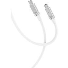 NB-Q252B Beyaz Type-C Type-C 60W Samsung Apple Silikon Şarj Kablosu