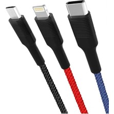 Xo 3A Hızlı Fast Lightning Type-C Usb-C Micro iPhone Android Uyumlu 3 In 1 Veri Şarj Kablosu NB54