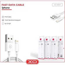 Xo 2.4A Fast USB To Lightning iPhone Uyumlu Kırılma Kopma Engelleyici Data Şarj Veri Kablosu NB47