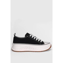 Lufian Shay Siyah Kadın Sneaker Tekstil Malzemeli Düz Tabanlı Rahat Ayakkabı