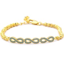 Bz Altın Kaplama Dorika Mavi Sonsuzluk Simgeli Kadın Bileklik BLK-569