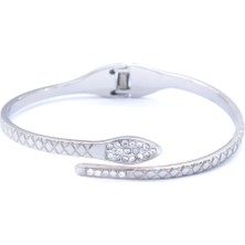 Bz 316L Çelik Zirkon Taşlı Yılan Model Kadın Spor Kelepçe BLZ-533