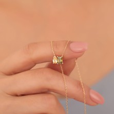 Nox Jewelry 14 Ayar Mikron Altın Kaplama Sen ve Ben Doğum Taşı Kolye – Kişiye Özel Çift Taşlı Kolye - CNS00588