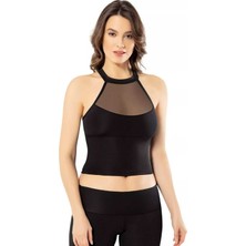 Kota Pedli Dalgıç Modelli Krop Kadın Büstiyer Siyah