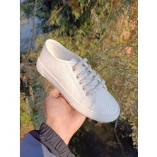 Arc Shop Pul Detay Deri Işleme Ortopedik Rahat Kadın Sneakers Spor Ayakkabı