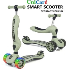 Smart Oturaklı Çocuk Scooter 3 Tekerlekli Işıklı Scooter Yükseklik Ayarlı 1-5 Yaş Yeşil