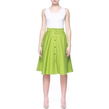 Escada  Düğmeli Cepli Orta Boy Yeşil Pamuklu Kloş Etek