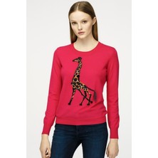 Escada Sport  Zürafa Baskılı Bisiklet Yaka Yün Triko Kazak
