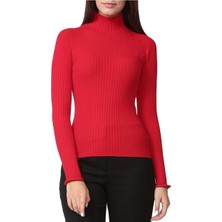 Escada Sport  Balıkçı Yaka Fitilli Dar Kesim Kırmızı Kazak