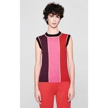 Escada Sport  Renk Bloklu Bisiklet Yaka Kolsuz Yün Triko Kazak