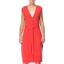 Escada Sport  Kemerli Midi Boy Yırtmaçlı Kolsuz Yün ve Kaşmir Triko Hırka