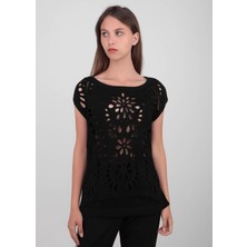 Escada Sport  Tığ Işlemeli Geniş Yaka Düşük Kol Pamuklu Kazak