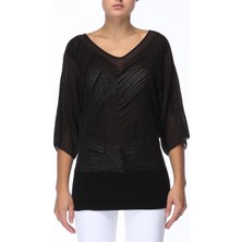 Escada  Yarasa Kol Desenli V Yaka Uzun Kazak