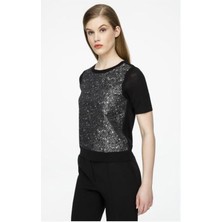 Escada  Desenli Bisiklet Yaka Kısa Kol Yün Kazak