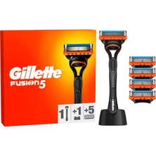 Gillette Fusion5 Tıraş Makinesi ve Yedek Bıçağı 5'li + Tıraş Bıçağı Standı